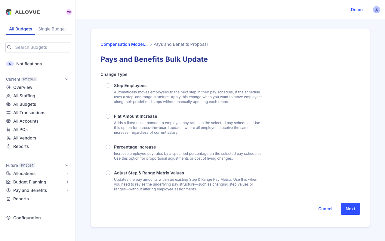 Future Compensation Wizard preview