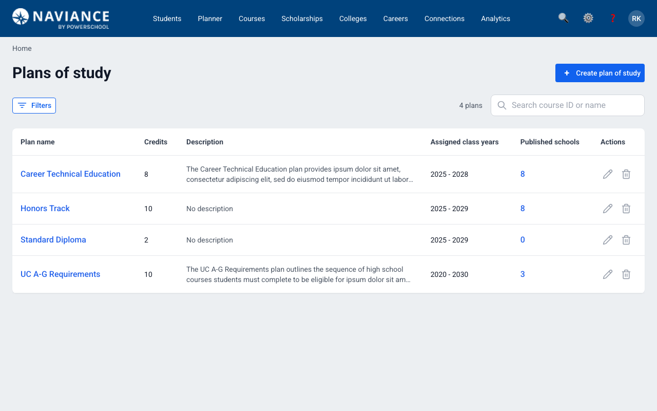 Course Planner Staff preview